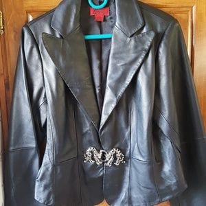 Carina Leopard Cheetah Black Leather Jacket